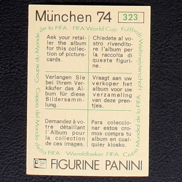 Enrique Wolff Sticker No. 323 Panini - München 74