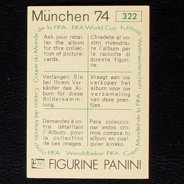 Francisco Sa Sticker No. 322 Panini - München 74