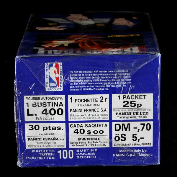 Basketball 96 NBA Panini Box mit 100 Sticker Tüten