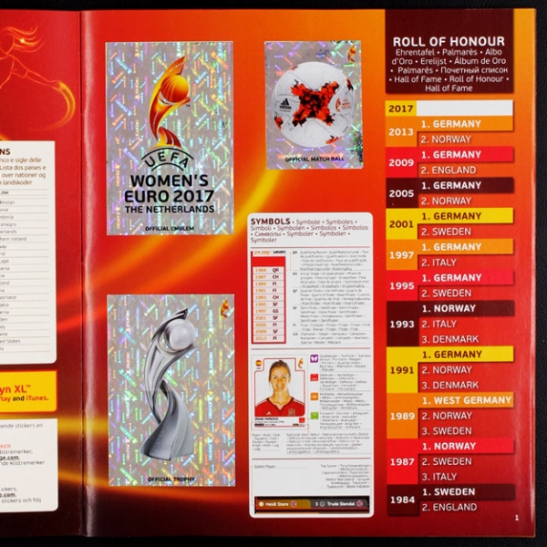 Euro 2017 Women's Panini Sticker Album komplett