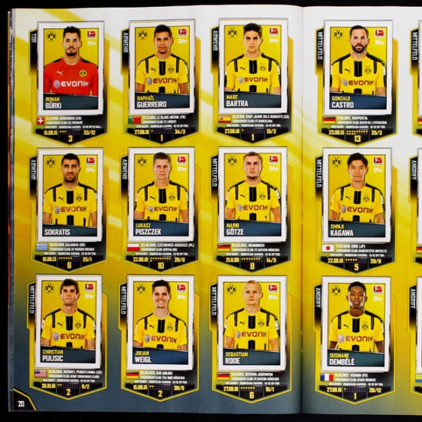 Fußball 2016 Topps Sticker Album komplett