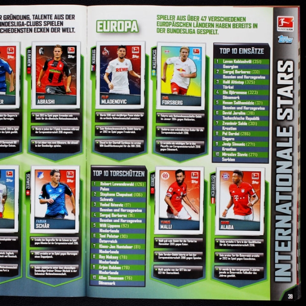 Fußball 2016 Topps Sticker Album komplett