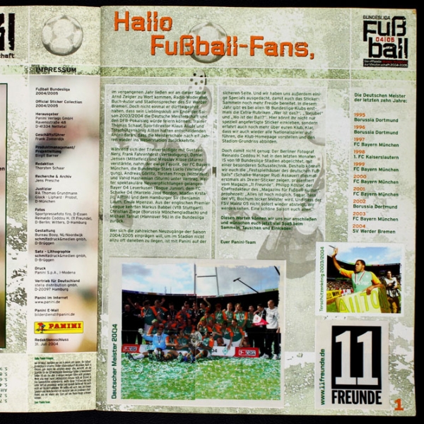 Fußball 2004 Panini Sticker Album komplett