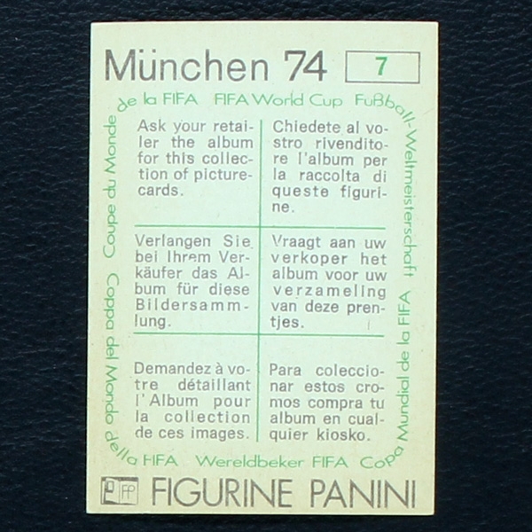 World Cup Pokal Sticker No. 7 Panini - München 74