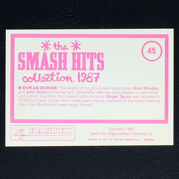 Duran Duran Panini Sticker No. 45 - Smash Hits 87