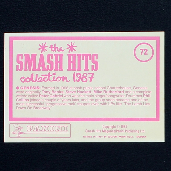 Genesis Panini Sticker No. 072 - Smash Hits 87