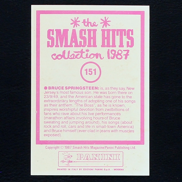 Bruce Springsteen Panini Sticker No. 151 - Smash Hits 87