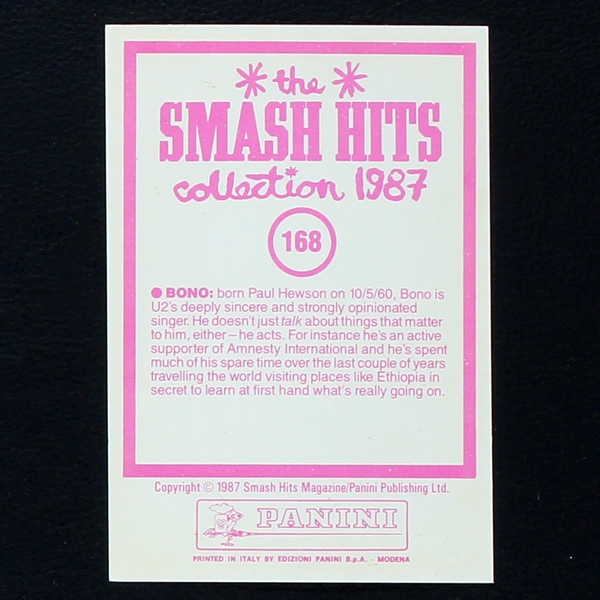 Bono Panini Sticker No. 168 - Smash Hits 87