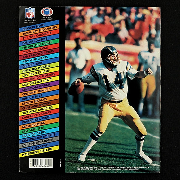Football NFL 1984 Topps Sticker Album komplett