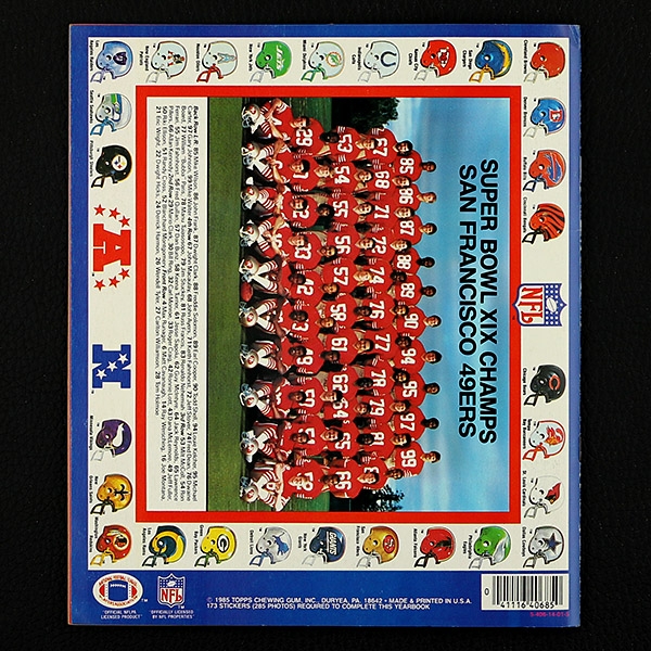 Football NFL 1985 Topps Sticker Album komplett