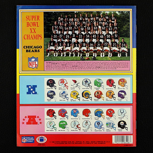 Football NFL 1986 Topps Sticker Album komplett