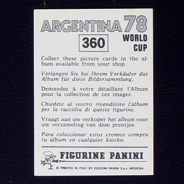 Argentina 78 No. 360 Panini sticker Kevin Keegan