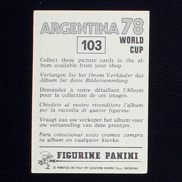 Argentina 78 Nr. 103 Panini Sticker Gaetano Scirea
