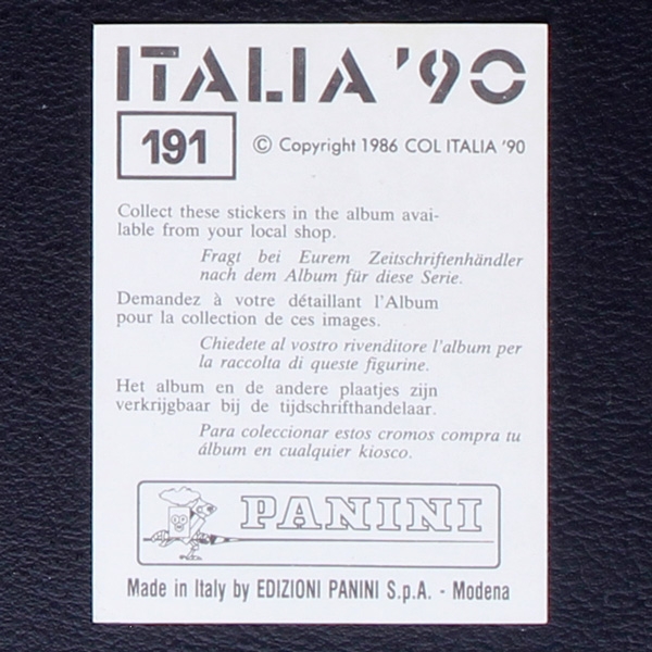 Italia 90 No. 191 Panini sticker Brasil badge