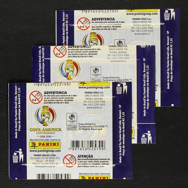 Copa America USA 2016 Panini Sticker Tüte - Chile Version 3x