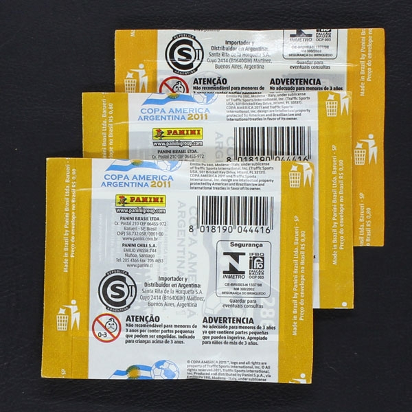 Copa America Argentina 2011 Panini Sticker Tüte - orange Version 3x