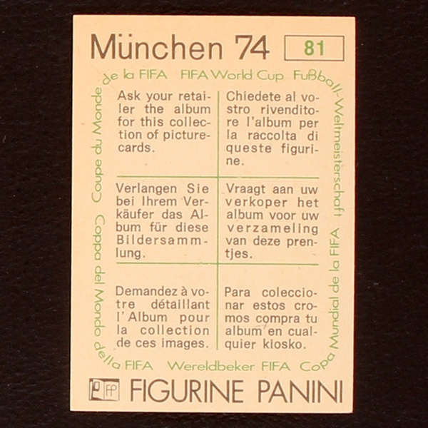 Deutschland Karikatur Sticker Nr. 81 Panini - München 74