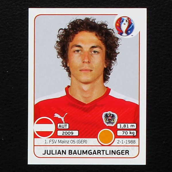 Julian Baumgartlinger Panini Sticker No. 639 - Euro 2016