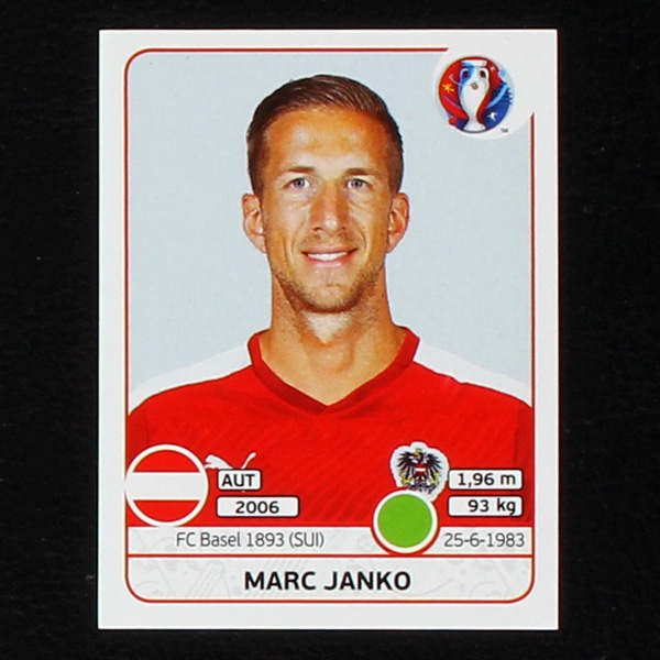Marc Janko Panini Sticker No. 648 - Euro 2016