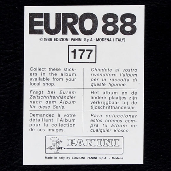 Gary Lineker Sticker No. 177 Panini - Euro 88