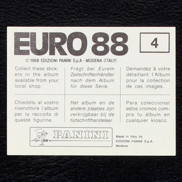 Logo No. 4 Panini Sticker - Euro 88