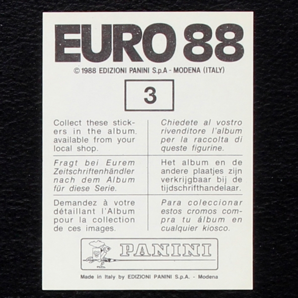 Plakat Sticker No. 3 Panini - Euro 88