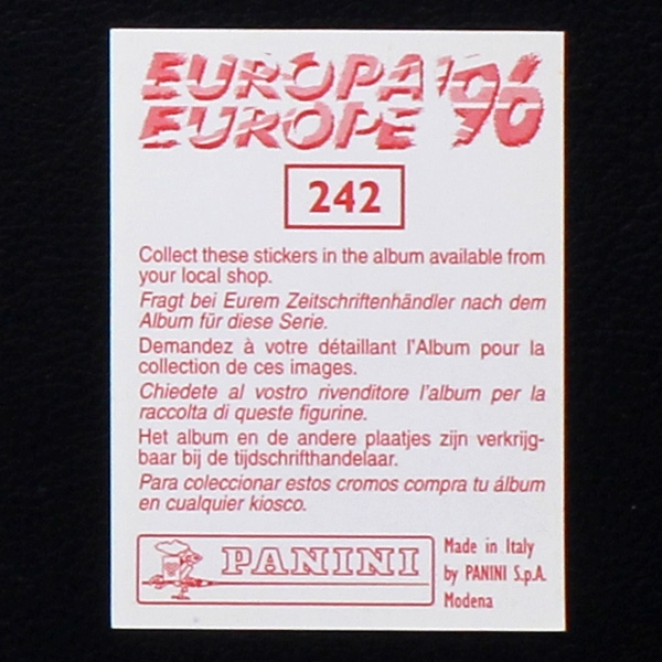 Euro 96 Nr. 242 Panini Sticker Paolo Maldini - rot
