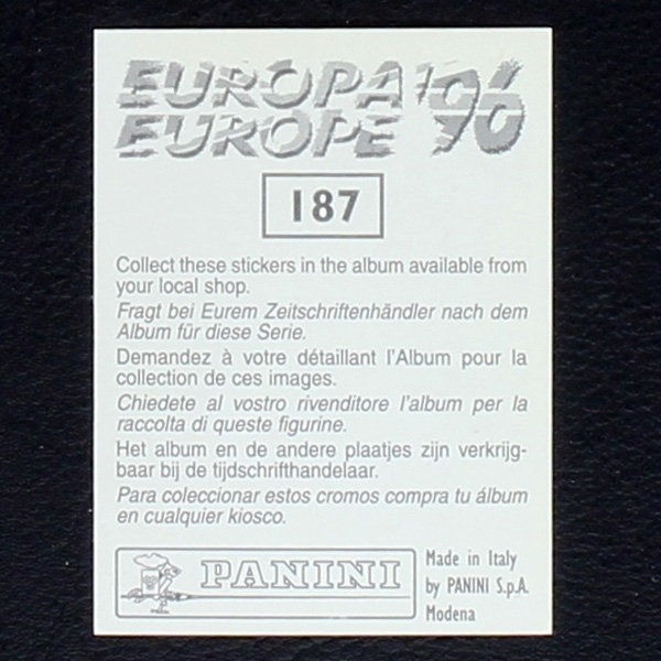 Euro 96 Nr. 187 Panini Sticker Zinedine Zidane - schwarz