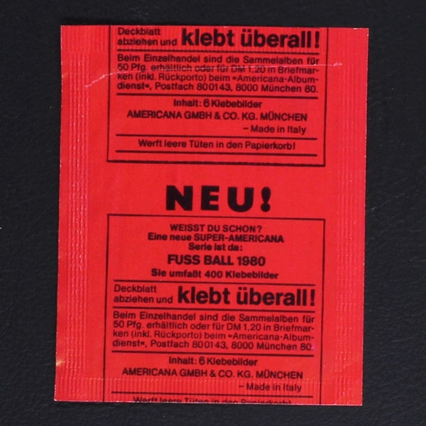 Fußball 1980 Americana Sticker Tüte - leer