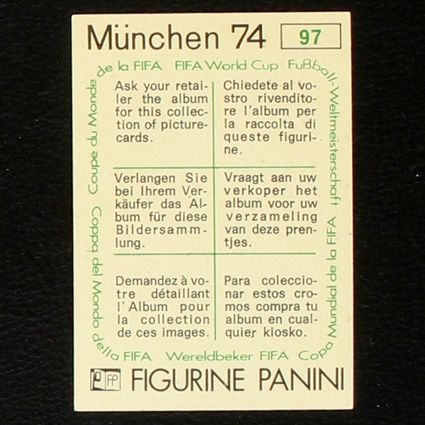 Günter Netzer Sticker No. 97 Panini - München 74