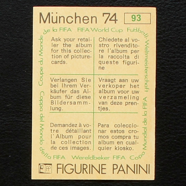 Helmut Kremers Sticker No. 93 Panini - München 74