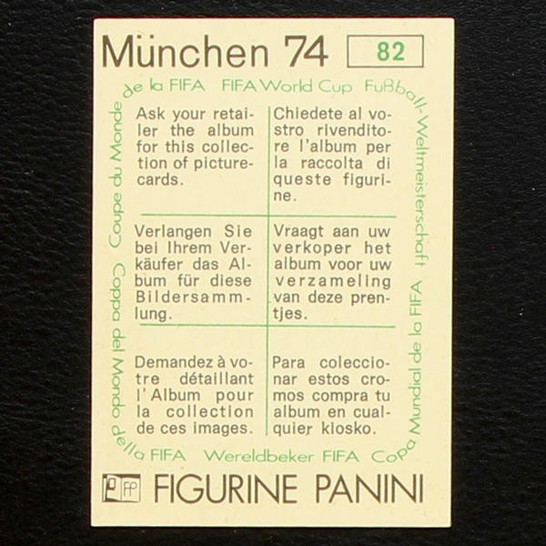Hermann Gösmann Sticker No. 82 Panini - München 74