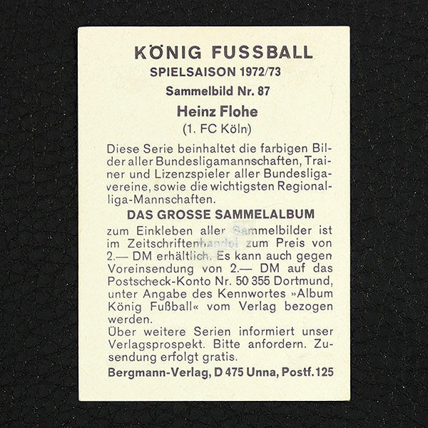 Heinz Flohe Bergmann Sticker Nr. 87 - König Fußball 1972/73