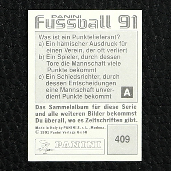 Klaus Augenthaler Panini Sticker Nr. 409 - Fußball 91