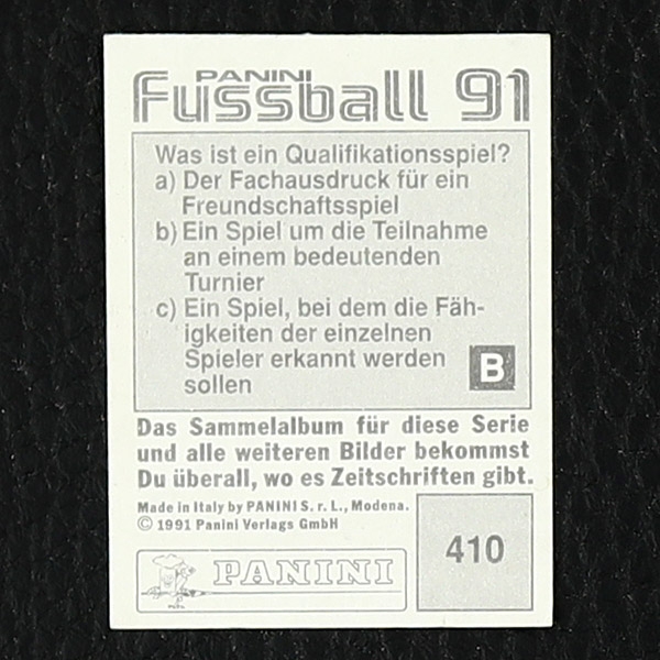 Thomas Berthold Panini Sticker Nr. 410 - Fußball 91