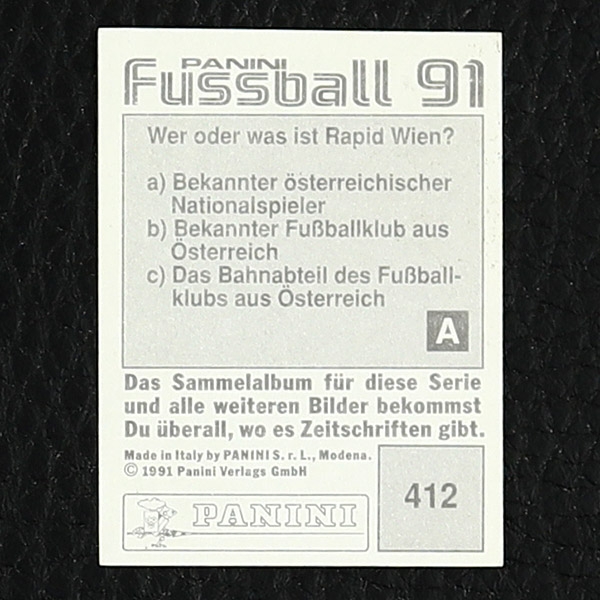 Andreas Brehme Panini Sticker Nr. 412 - Fußball 91