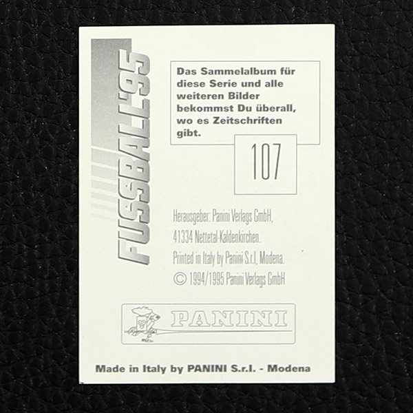Bernd Schuster Panini Sticker Nr. 107 - Fußball 95