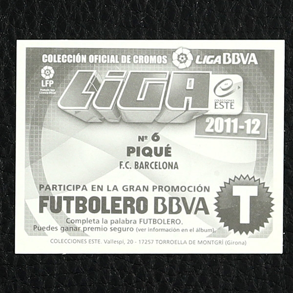 Pique Panini Sticker Nr. 6 - Liga 2011-12 BBVA