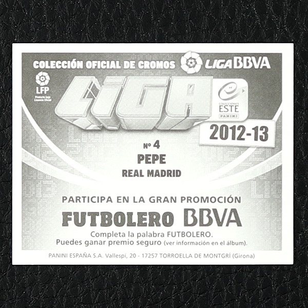 Pepe Panini Sticker Nr. 4 - Liga 2012-13 BBVA