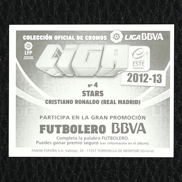 Christiano Ronaldo Panini Sticker Nr. 4 Stars - Liga 2012-13 BBVA