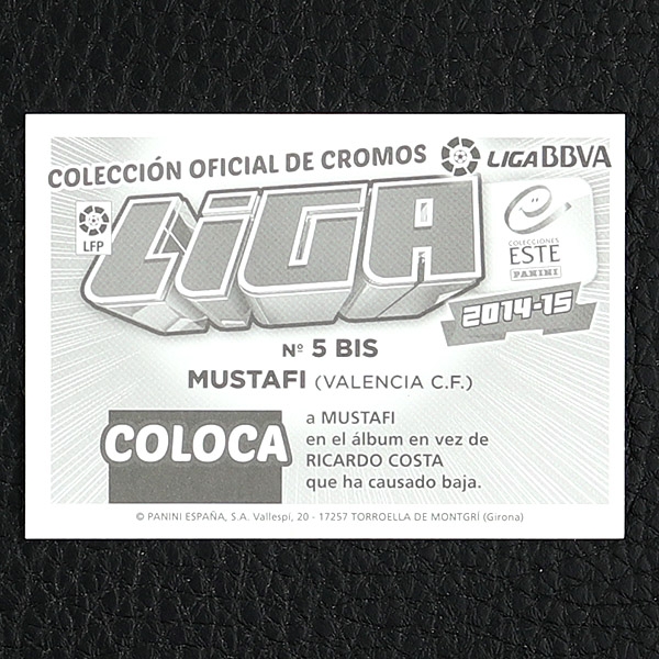 Mustafi Panini Sticker Nr. 5 - Liga 2014-15 BBVA