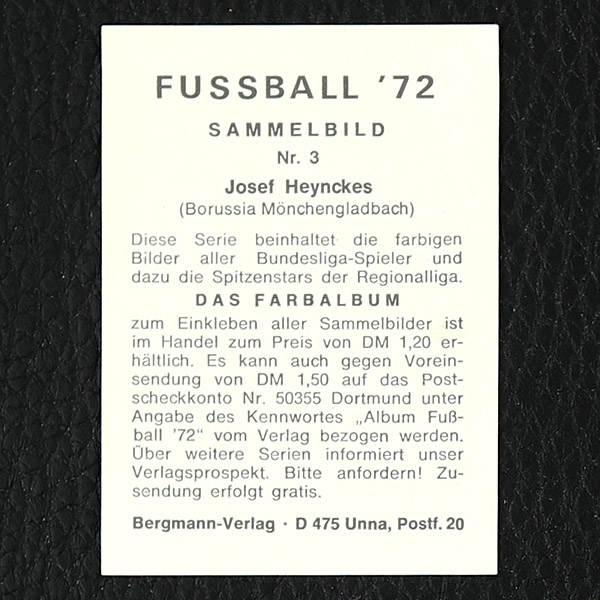Josef Heynckes Bergmann Sticker No. 3 - Fußball 72