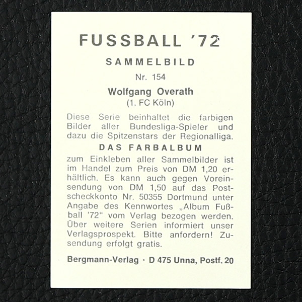 Wolfgang Overath Bergmann Sticker Nr. 154 - Fußball 72