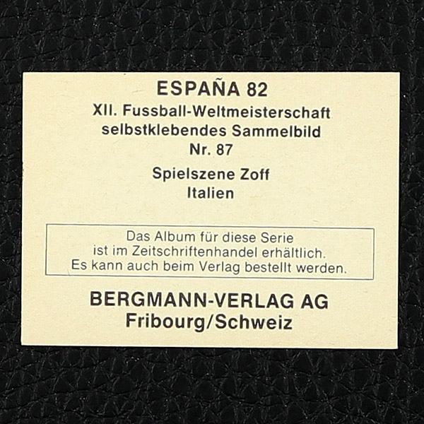 Dino Zoff Bergmann Sticker Nr. 87 - Espana 82