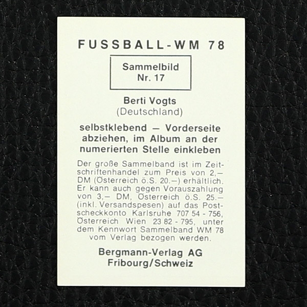 Berti Vogts Bergmann Sticker Nr. 17 - WM 78