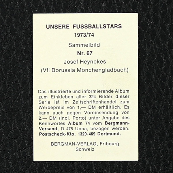 Josef Heynckes Bergmann Sticker No. 67 - Unsere Fußballstars 1973/74