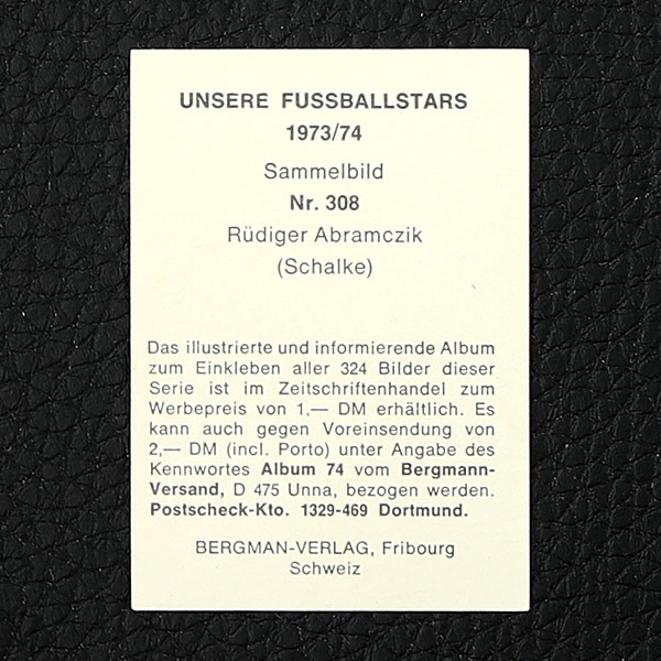 Rüdiger Abramczik Bergmann Sticker Nr. 308 - Unsere Fußballstars 1973/74