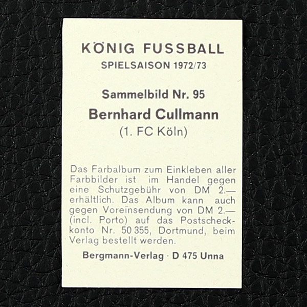 Bernhard Cullmann Bergmann Sticker Nr. 95 - König Fußball 1972/73