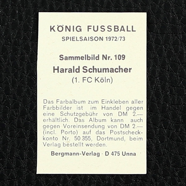 Harald Schumacher Bergmann Sticker Nr. 109 - König Fußball 1972/73