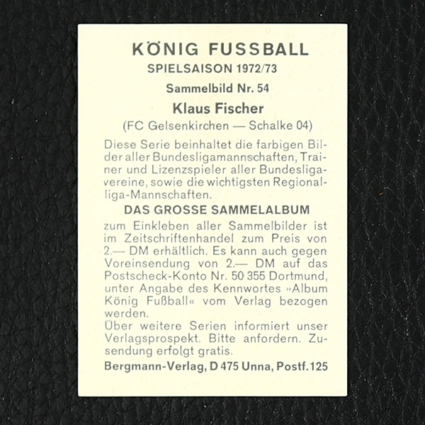 Klaus Fischer Bergmann Sticker Nr. 54 - König Fußball 1972/73